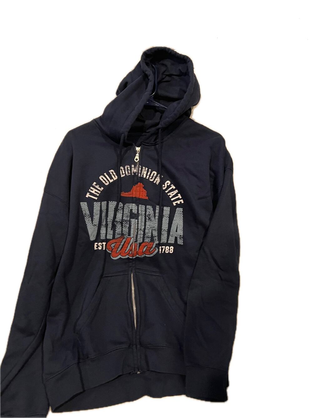 Richmond Virgina Full Zip Blue Hoodie Mens Medium